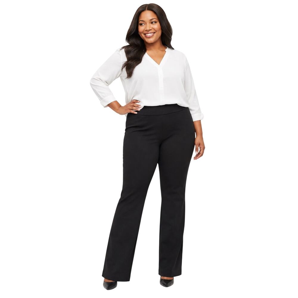 Lane Bryant Black Pull On Stretch Dress Pants, Bootcut Career, Plus Size 14/16